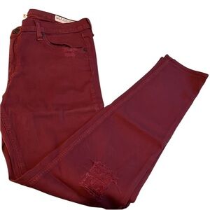 Rag & Bone  size 31 maroon / wine highrise distressed Skinny jean NWOT